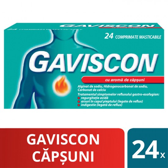 GAVISCON CU AROMA DE CAPSUNI 24 COMPRIMATE MASTICABILE