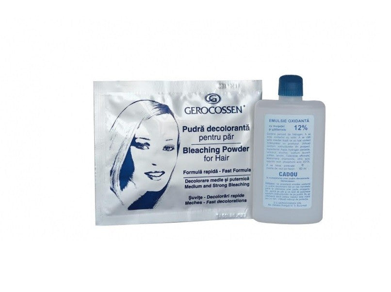 GEROCOSSEN PUDRA DECOLORANTA PENTRU PAR 30 GRAME SI EMULSIE OXIDANTA
