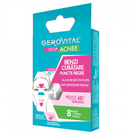 GEROVITAL BENZI INDEPARTARE PUNCTE NEGRE STOP ACNEE, 8 BENZI, FARMEC
